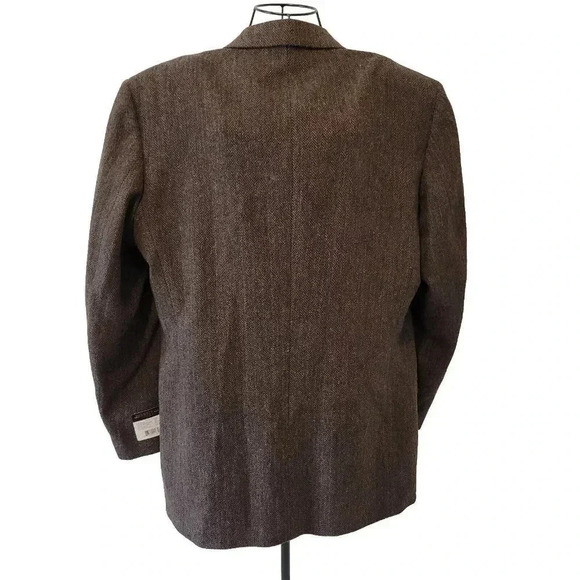Monsieur Adolfo Blazer 44L NWT Men's Brown Herringbone 100% Wool 2-Button - Picture 3 of 4